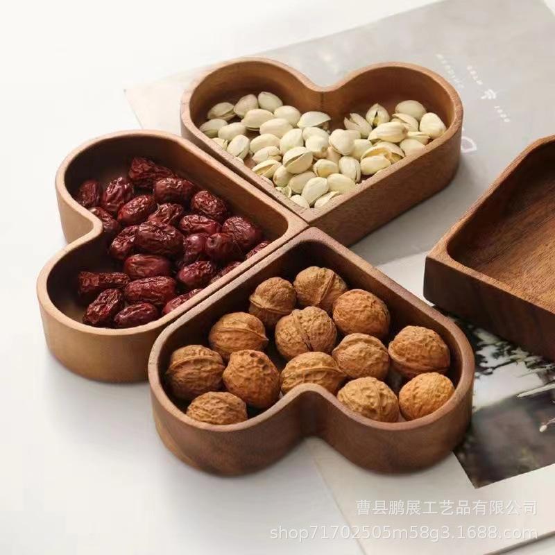 Heart-Shaped Wooden Serving Trays for Home Decor & Food - Decorative Wood Trays for Candy, Sushi, Dessert, Valentine’s Day Gift