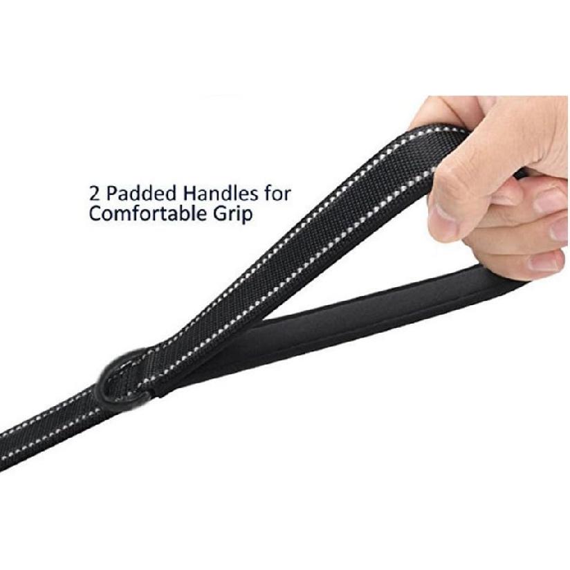 Heavy Duty Dog Leash - 2 Handles by Padded Traffic Handle for Extra Control, 6foot Long - Perfect for Medium to Large Dogs (6 ft, Black)