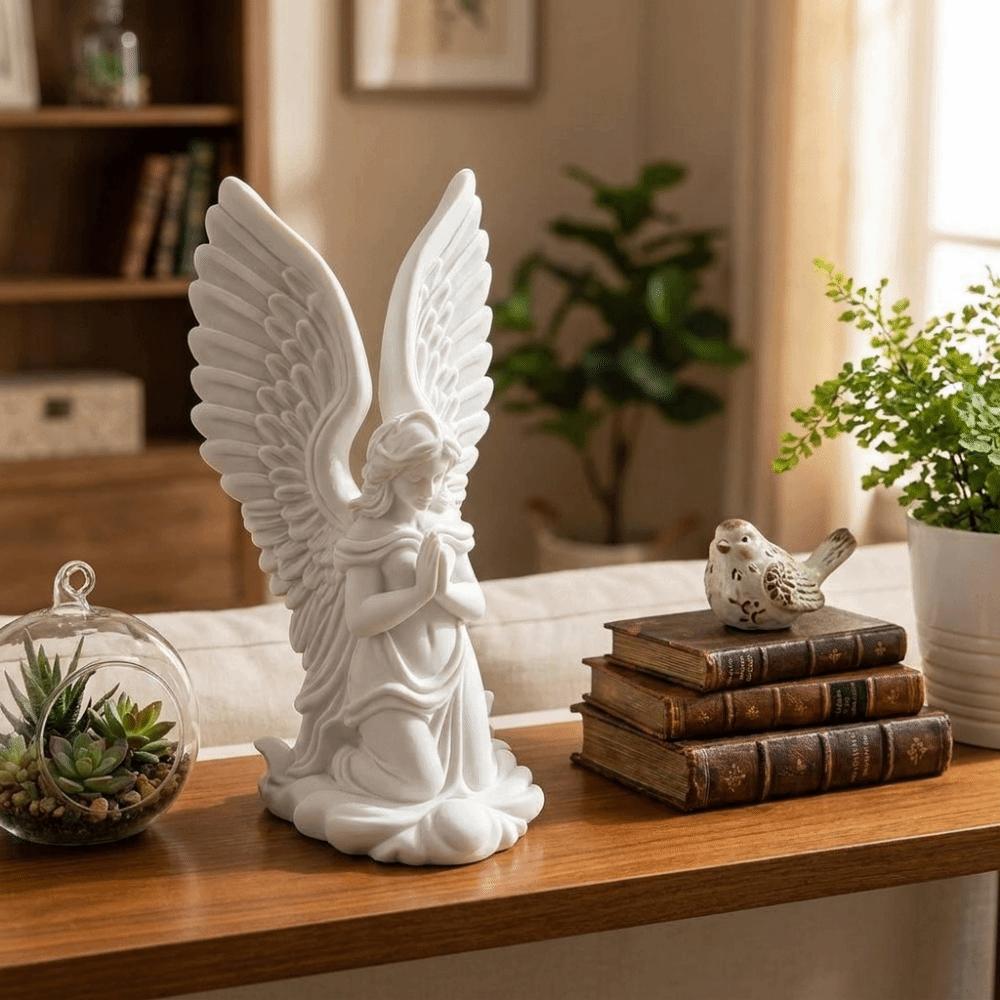 3D-gedruckte Schutzengel-Statue Betende geflügelte Skulptur Engel-Figur Büro-Schreibtisch