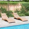 Vidaxl Liegestühle mit Kissen, 2 Stück, Beige, Massives Akazienholz