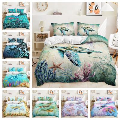 Three-Piece Marine Turtle Quilt Cover Digital Printing Kit Two-Piece Bedding
