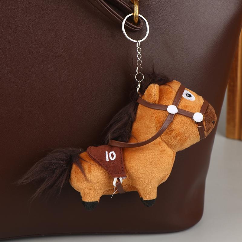 Plush Pony Keychain Pendants Cute Lucky Cotton Dolls School Bag Hanging Soft Filling Toys Year Of The Horse Gifts