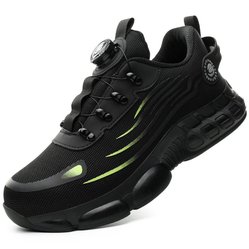 Rotating Button Work Safety Boots Steel Toe Cap Indestructible Shoes Puncture-Proof Work Sneakers Security Protection Shoes Male