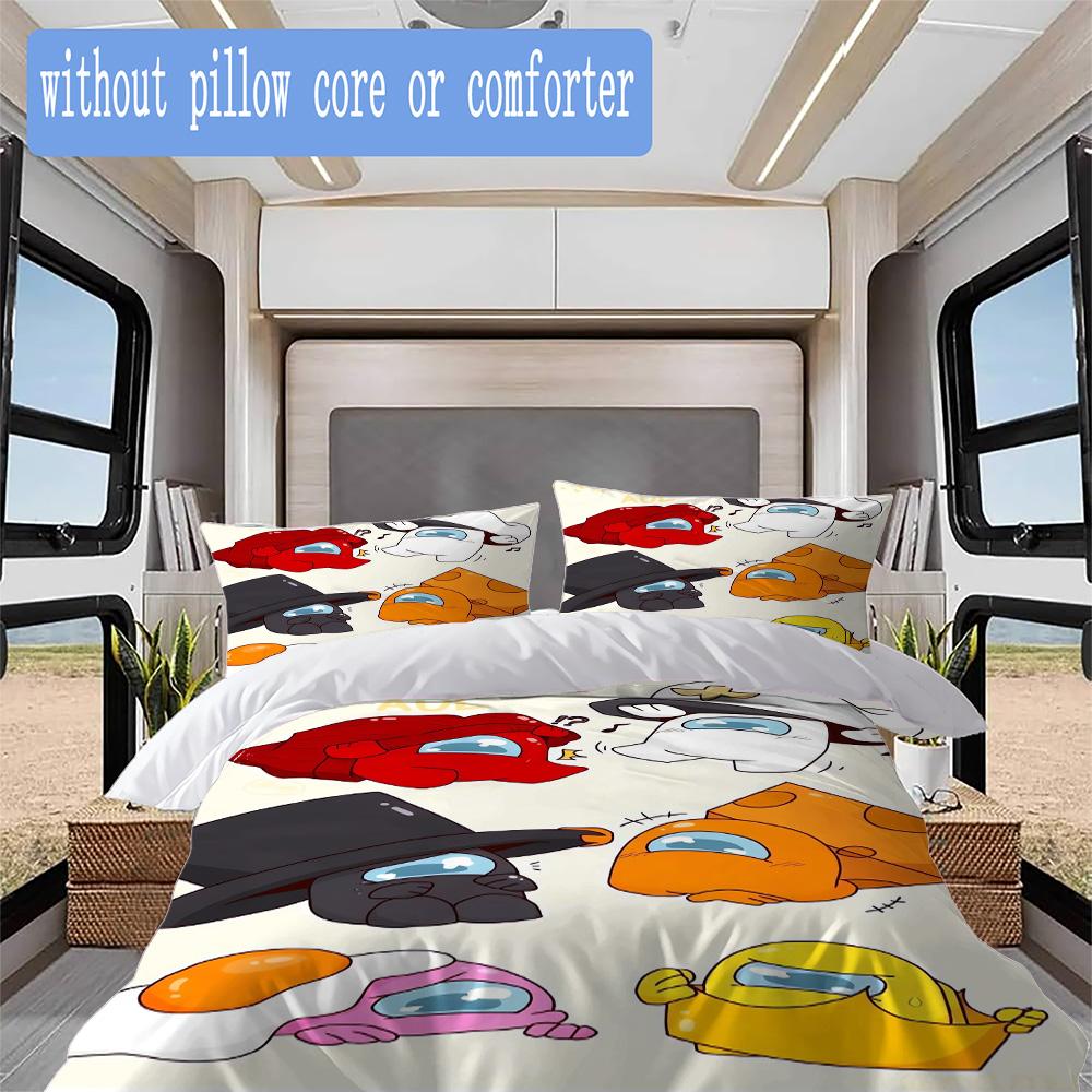 Among Us Pattern Bedding,Quilt Set Quilt Cover Pillowcase Home Birthday Gift (1*duvet Cover+2*pillowcase,without core)SSJT0917020