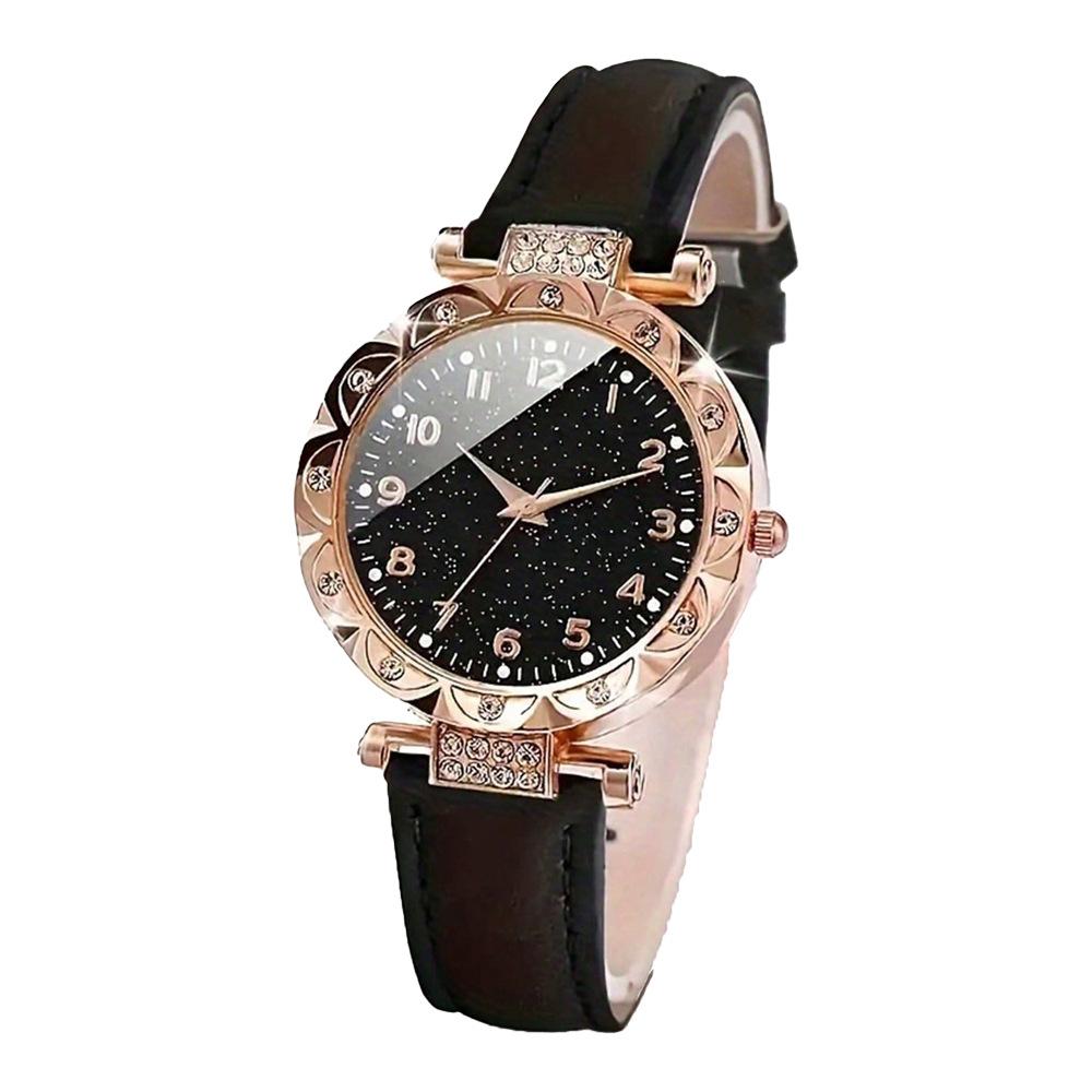 Diamond Watch Women's Belt Digital Disc Quartz Watch High Value Clover Jewelry Watch Set