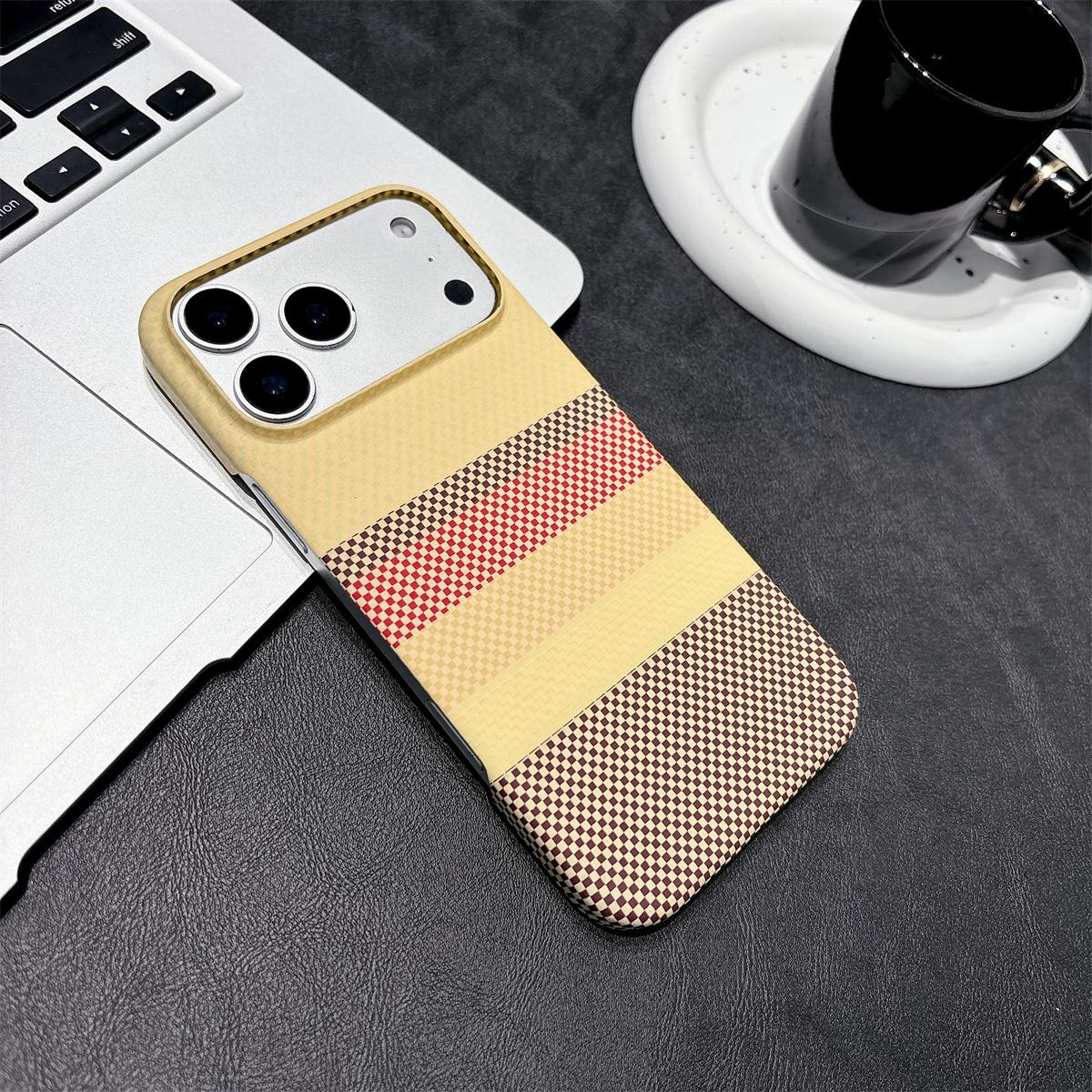 

Carbon Fibre Leather for Magsafe Magnetic Phone Case for iPhone 17/16/15/Pro Max Air Wireless Charging Shockproof Hard Cover iPhone Air жёлтый