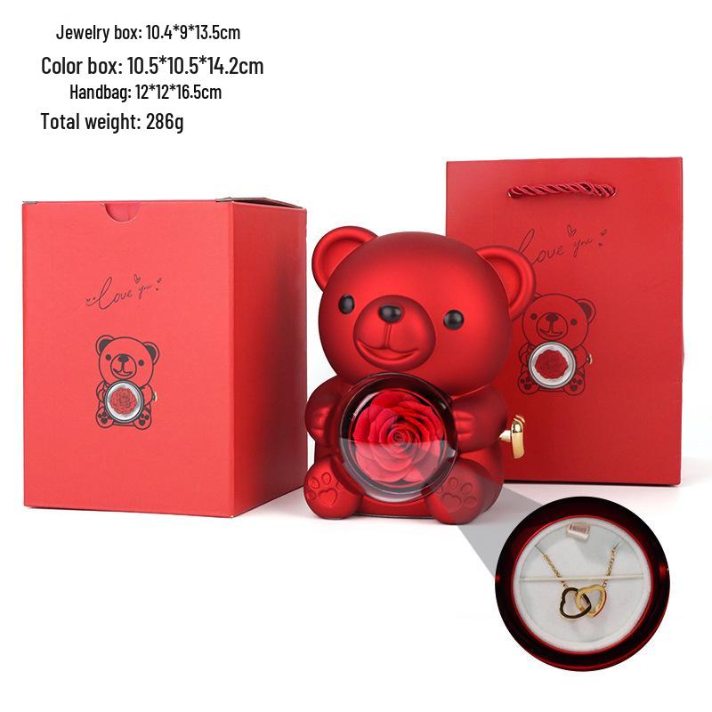 Valentine's Day Rotating Jewelry Gift Box with Necklace & Rose Flower