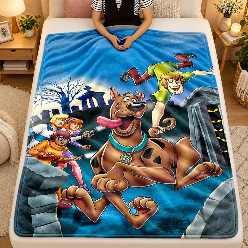 Flannel BlanketScooby Doo Warm Soft Throw Blanket for Indoor Sofa Bed Living Room Use