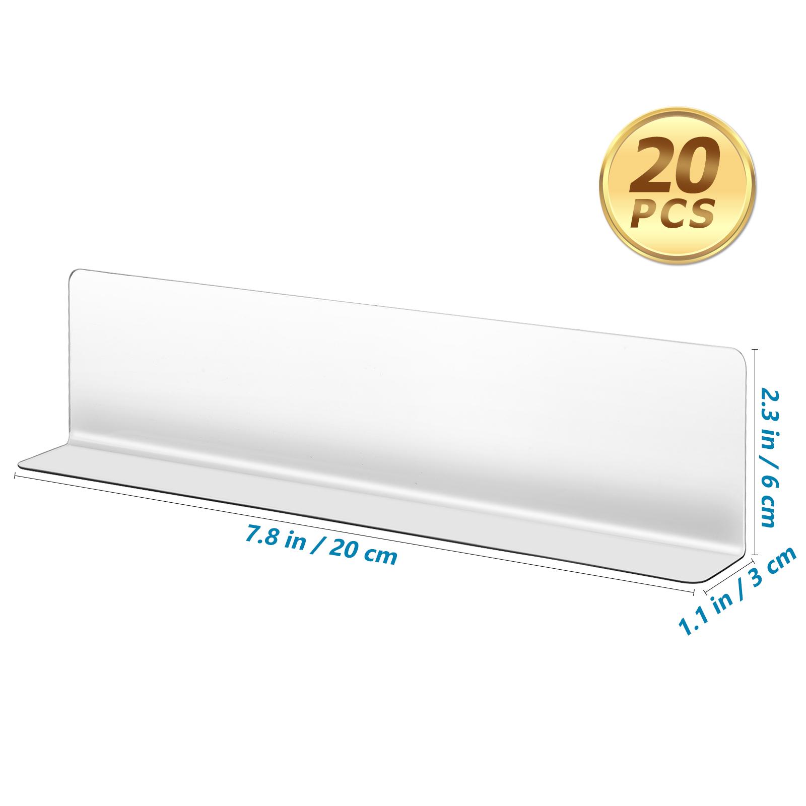 

20pcs 20Cm L Shape Shelf Dividers Transparent Plastic Organizers Countertop Display Separators For Retail Supermarket Store