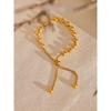 Eetit 18K Gold Color PVD Plated Metal Beads Chain Adjustable Bracelet Bangle Statement Waterproof Summer Daily Jewelry