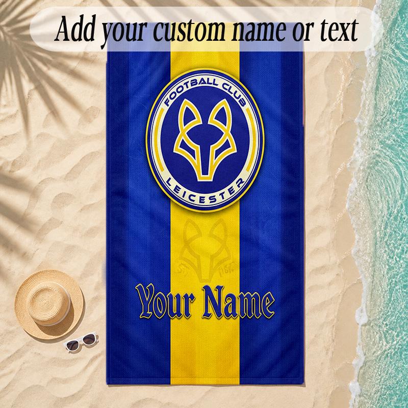 Beach TowelLeicester City Custom Name Text Personalized Soft Towel for Beach Pool Indoor Home Decor Gift