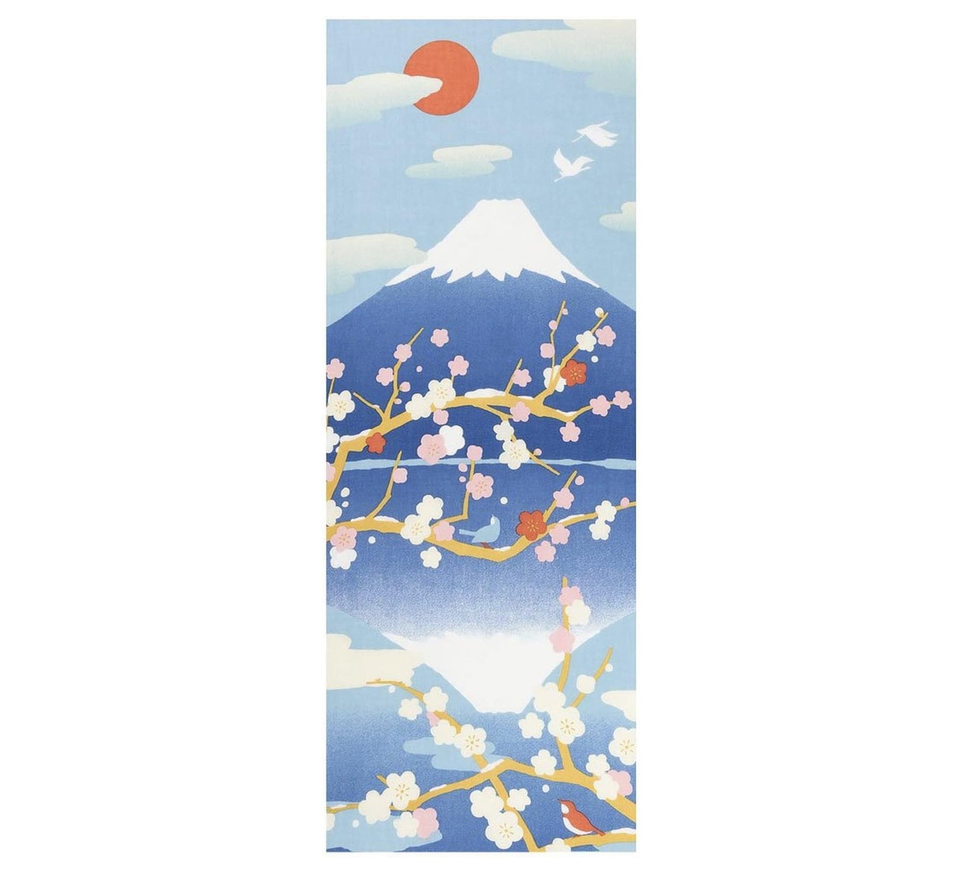 

HAMAMONYO Picture Tenugui Tapestry Inverted Image Of Mt Fuji M синій