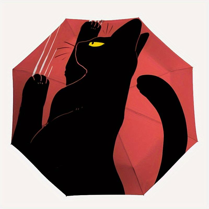

1pc Black Cat Silhouette Automatic Open/close Folding Umbrella, Compact Portable Travel Umbrella, Durable Construction yy250809086