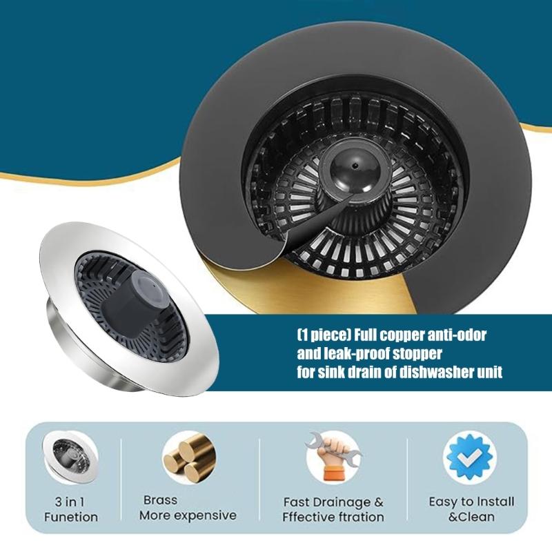 Kitchen Sink Drain Basket Anti Clogging Drain Stoppers Bounce Cores Sink Strainer Wash Basins Drain Filter Easy to Use