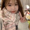 Pink scarf women's winter plaid fringed atmosphere shawl thin outer warm versatile skin-friendly scarf