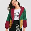 Marke Frauen Mit Kapuze Cord Jacke Patchwork Herbst Streetwear Oberbekleidung Mantel Windjacke