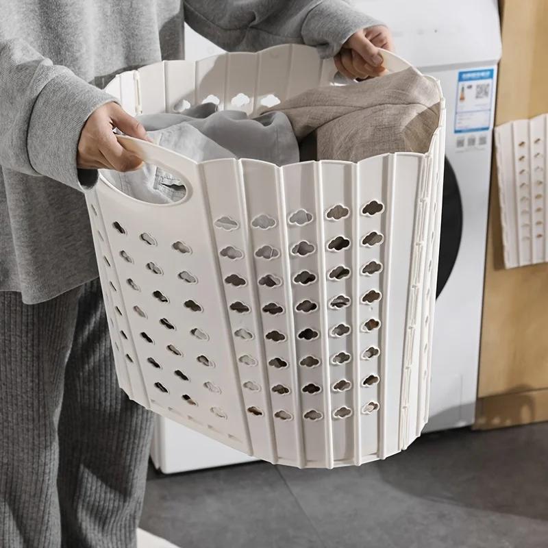 Folding Dirty Clothes Basket Plastic Hand-held Wall-mounted Clothes Storage Basket Multifunctional Portable Dirty Clothes Basket