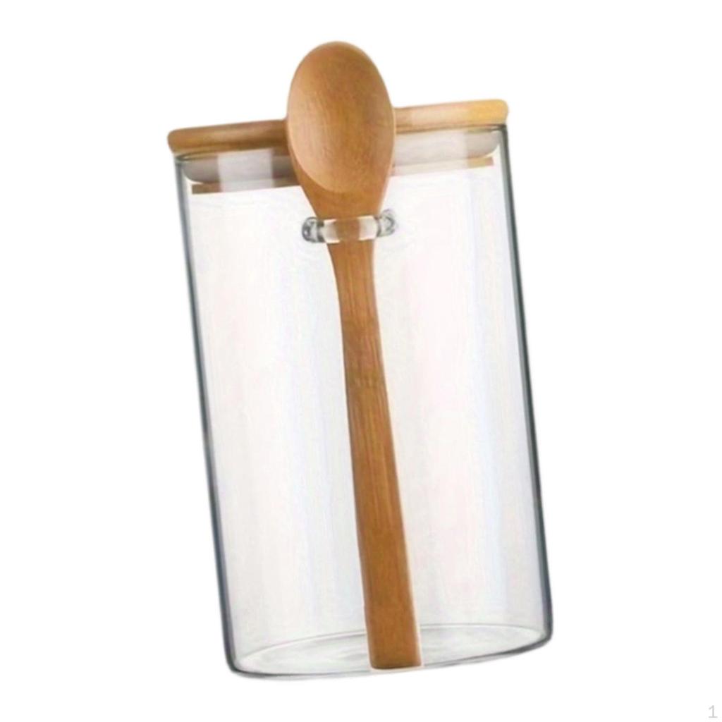 Glass Spice Jar Bottles Airtight Lid Multfunctional Sturdy Drawer Reusable Seasoning Clear