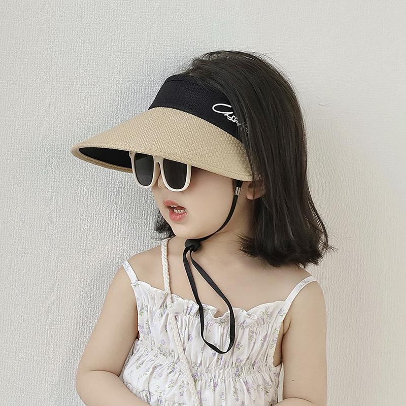 

Детско-родительская шляпа летняя солнцезащитная шляпа для девочек шляпа с открытым верхом для мальчиков детская уличная защита от УФ-лучей шляпа от солнца Children 2-5 years old head circumference 48-52CM