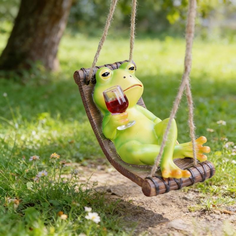 Resin Hanging Sleepings Frogs Figurines Swing Frogs Statue Garden Decors Landscape Decors Animal Figurines Sculptures