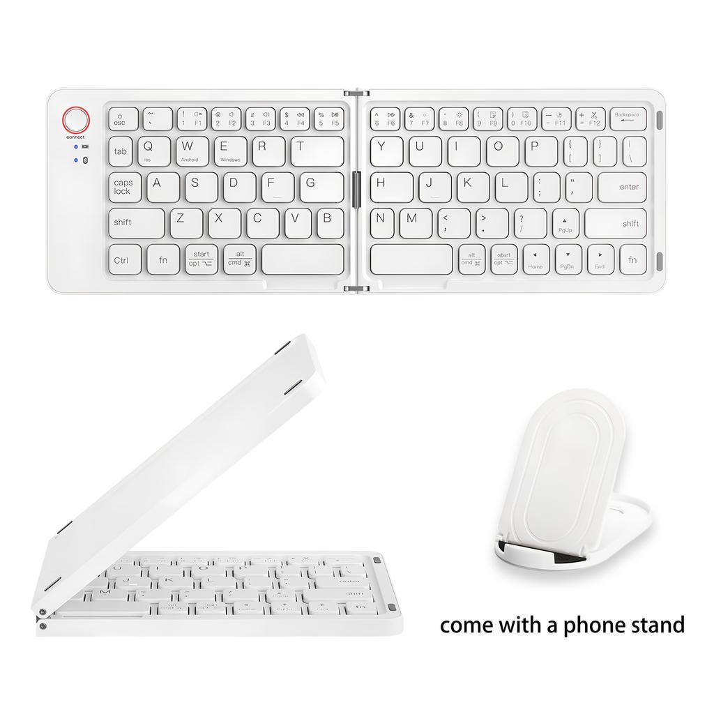 Foldable Wireless Keyboard, Portable Wireless Double-Fold Design,Travel BT Keyboard,Ultra-Lightweight and Portable,Rechargeable Pocket-Sized Foldable