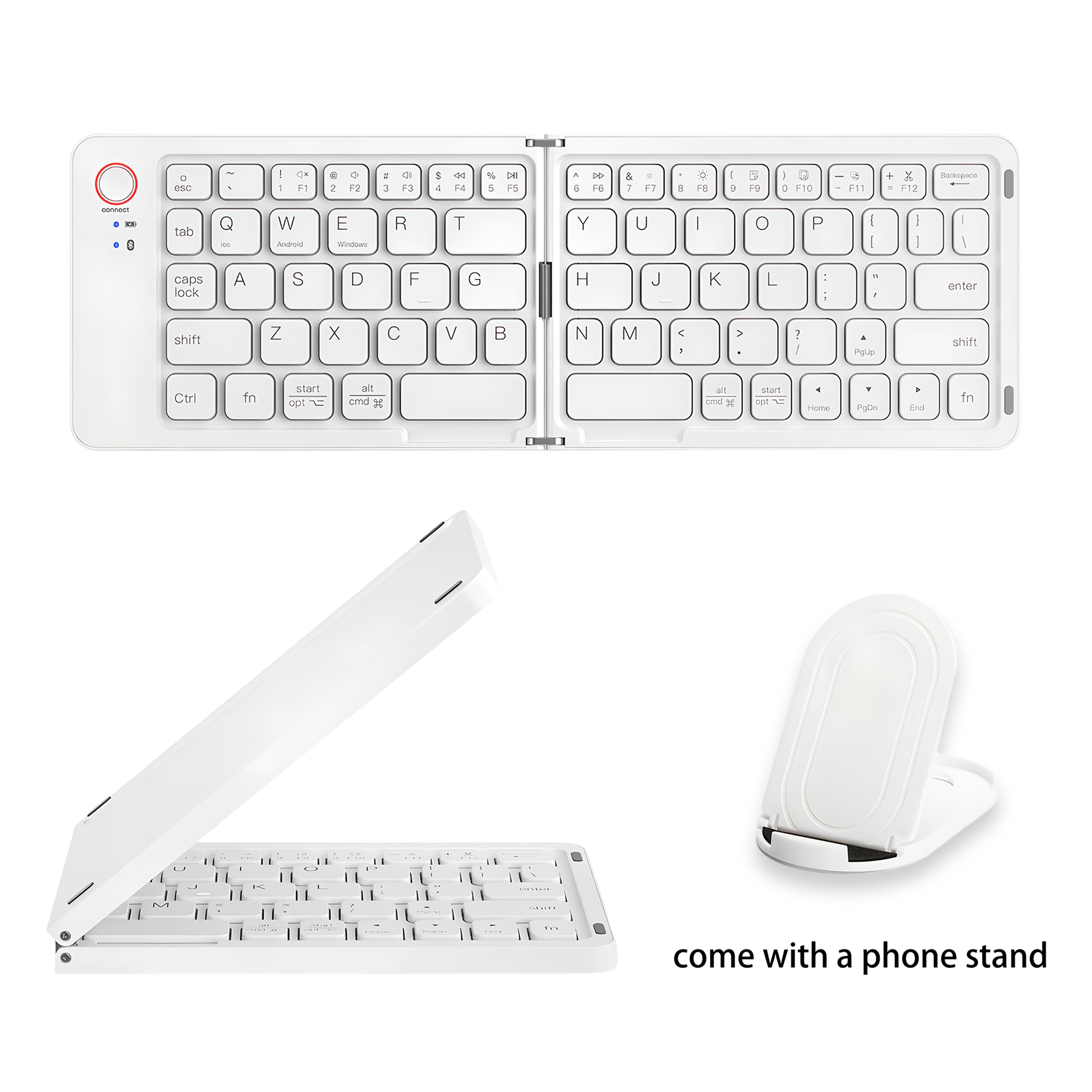 Portable Bluetooth Foldable Keyboard For IOS/Android/Windows Tablet Mobile Phone Portable Mini Keyboard Computer Accessories белый