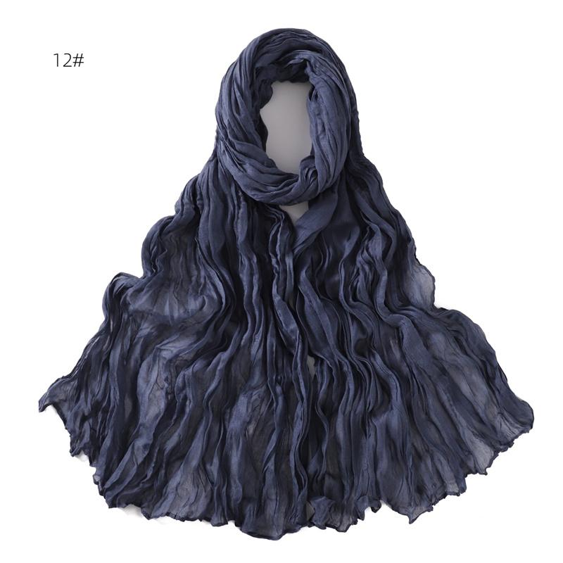 85 * 180cm Wrinkled Cotton And Line Designer Scarf Head Hijab Wrap Women Shawls Femme Lady Headband Muslim Hijabs Ramadan
