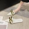 Fashion Aphixta 2025 Fashion New Big Chain Mules Women Slides Pointed Toe Ladies Shoes Summer Footwear Slippers