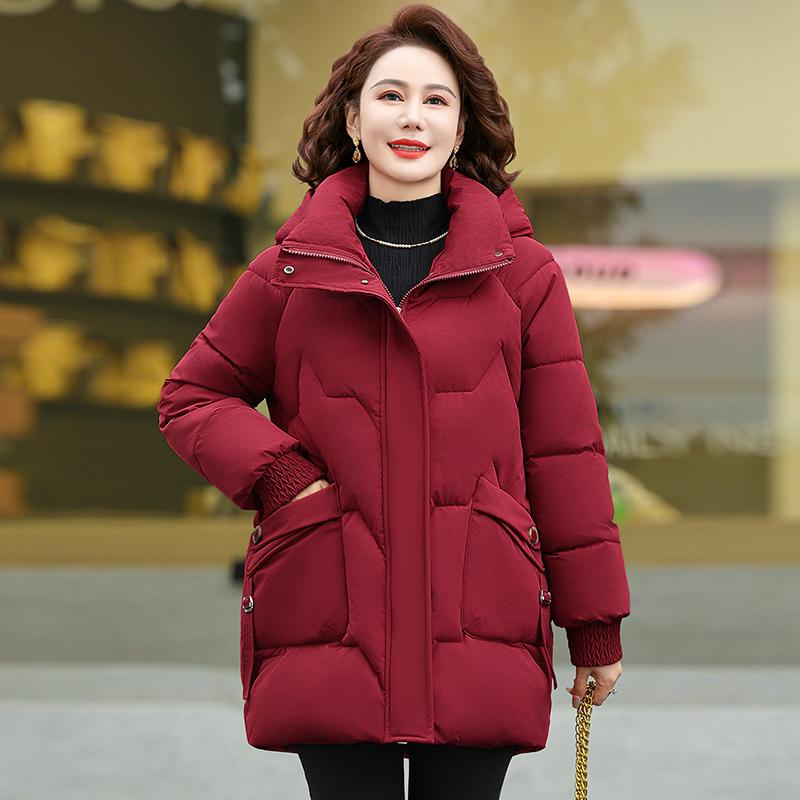 Mom s 2025 Winter Down Jacket: Stylish Cotton Padded Outerwear for Middle-Aged & Elderly Women, Perfect for Autumn & Winter Fashion XL