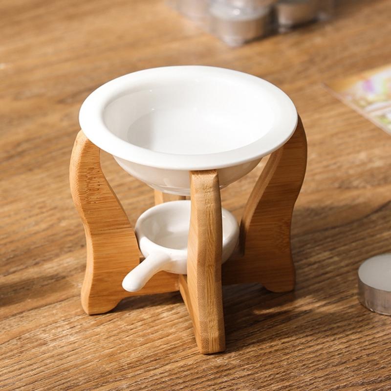 Decorative Ceramics Essential Oil Warmer Wax Melt Burners Diffuser withTealight Candle Holder Wood Stand Home Decors
