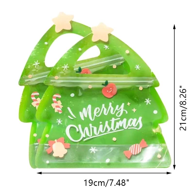 10 Stück Weihnachtsgeschenktüten für Süßigkeiten Schokolade Keks Nougat Gebäck Verpackung Geschenk Baum Weihnachtsmann Reißverschlusstüten