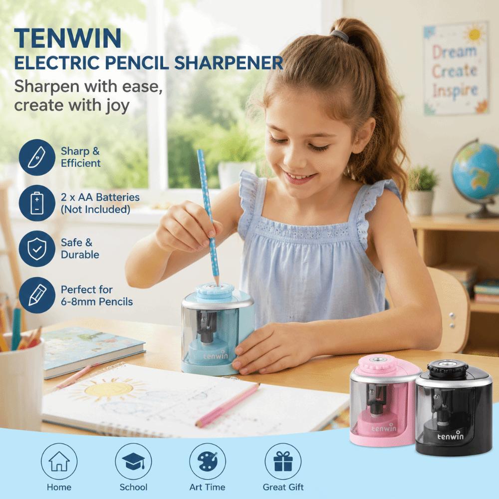 Electric Pencil Sharpener 2 in 1 Pencil Cutting Tool Tenwin Automatic Sharpener  School Supplies