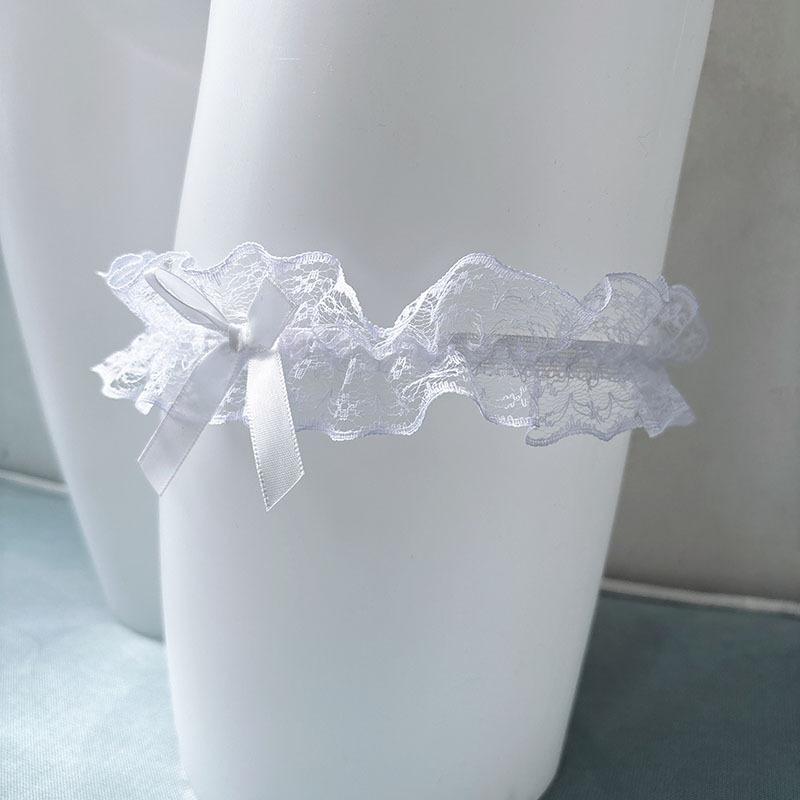 Lace Elastic Leg Garter with Decorative Bow Adjustable Size Bridal Wedding Accessory for Women and Bridesmaids