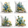 4pcs Watercolor Cactus Pattern Cushions Pillowcase Polyester Cushion Cover Throw Pillow Pillowcover Home Car Sofa Decor