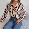 Dames Overhemd met Knoopsluiting Casual Lange Mouw Revers Top Los Bedrukt Streetwear Kleding