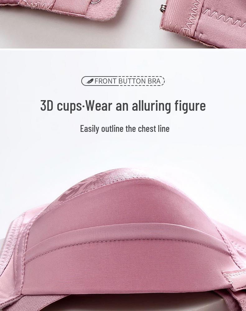 Plus Size Front Closure Wire-Free Bra for Middle-Aged & Elderly: Side Support, Comfortable Thin Cup, Perfect for Moms