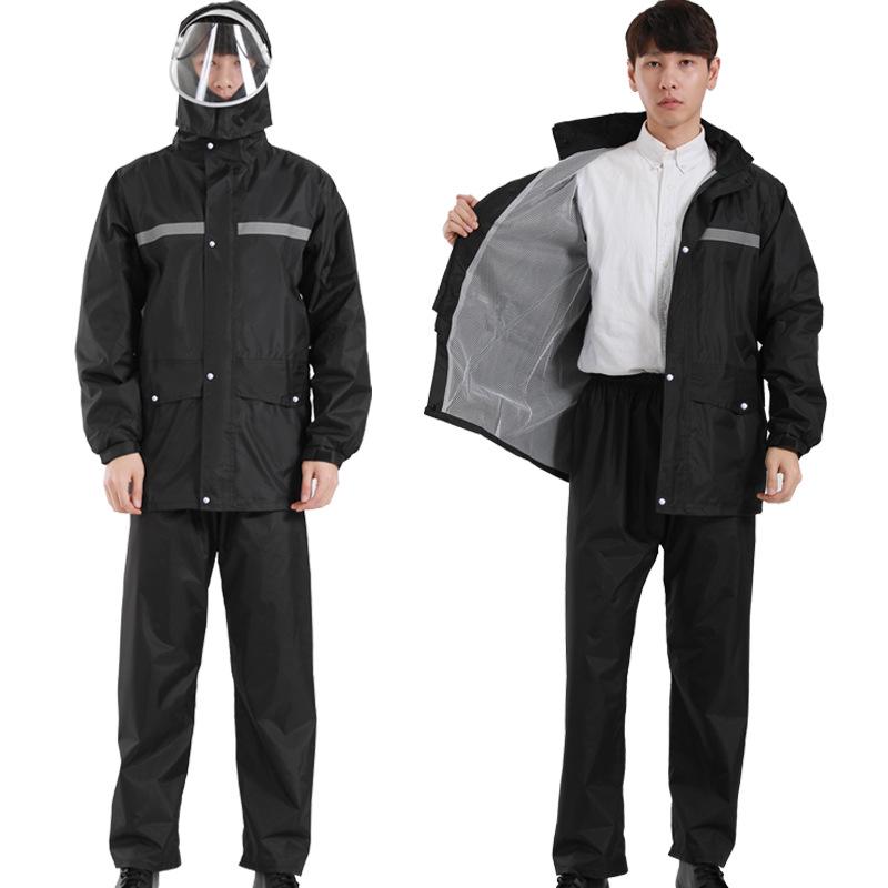 Men's Reflective Raincoat & Pants Set: Outdoor Anti-Heavy Rain Cycling/Motorcycle Protection, Split Style.