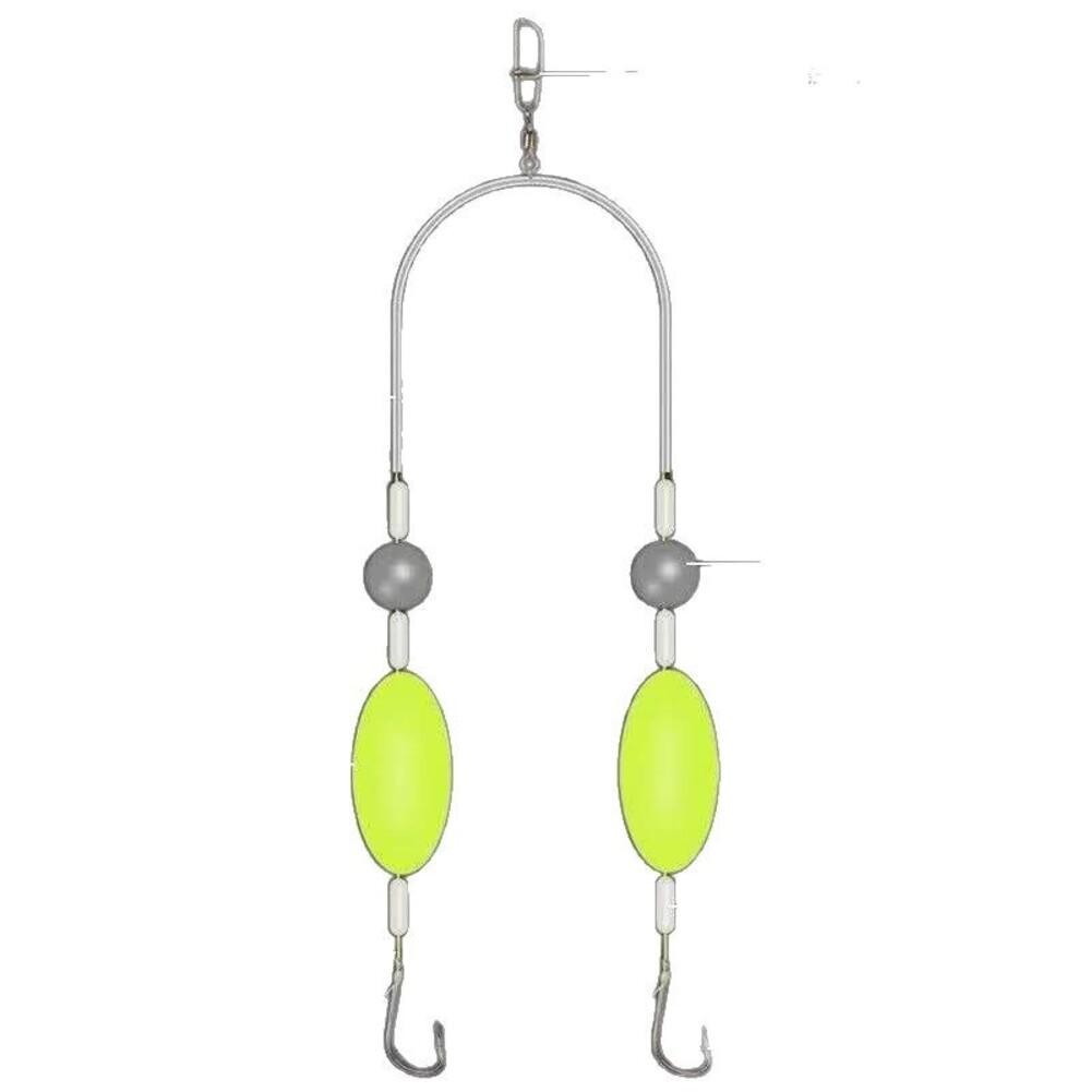 Attractive Silver Finish Double-Hook Rig Fishing Hooks Increased Hook-Up Rates