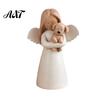 Unique Gifts for Cat Owners Angel Holding Puppy Figurine, Cute Dog Resin Statue Home Heartwarming Pet Keepsake Desk Decor, Handcrafted Wood