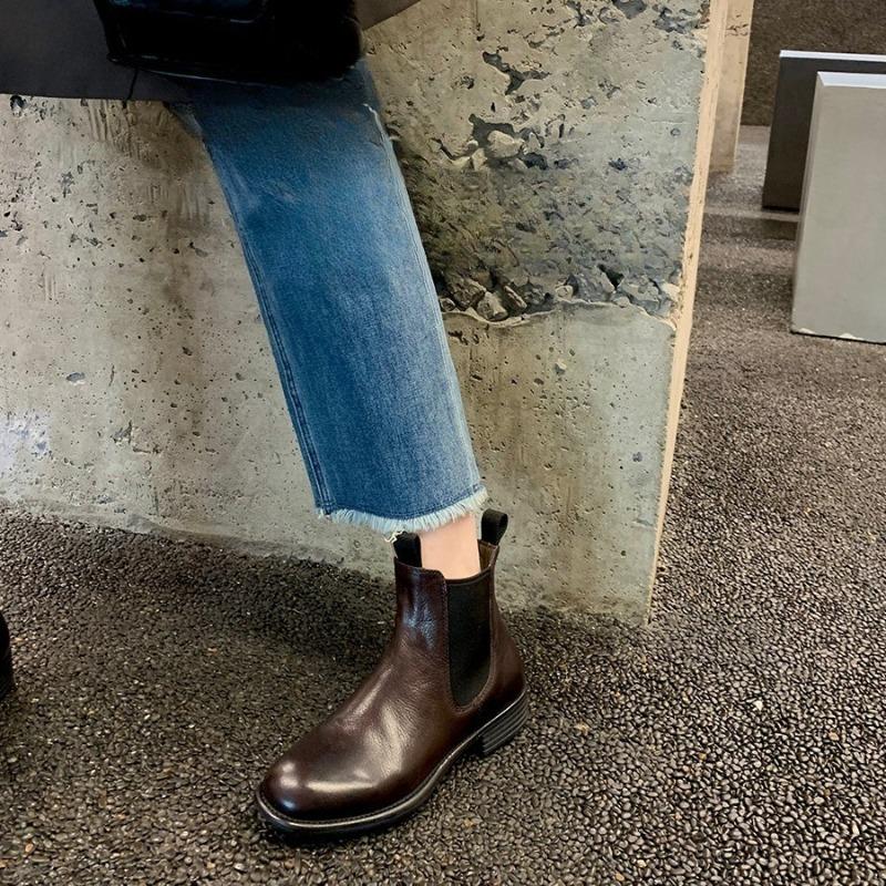 Single-boot Women's Retro Short Boots and Anti-slip Women's Shoes