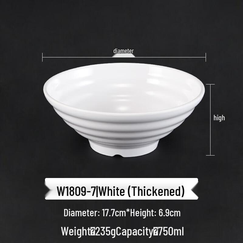 A5 Melamine Deep Noodle Soup Bowl Set (10-Pack)