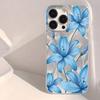 Fashionable Sparkling Blue Floral Pattern Phone Case for iPhone 16 16E 15 14 13 12 11 Pro Max 7 8 14 15 Plus X XR XS SE2 Cover