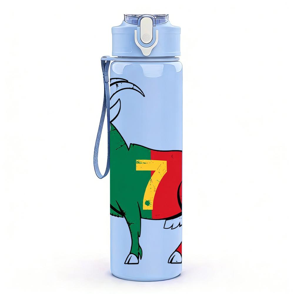 1PC Number Seven Goat Soccer Figure 750ml Color Plastic Water Bottle Leakproof Flip Straw Lid For Sports Office Home Use