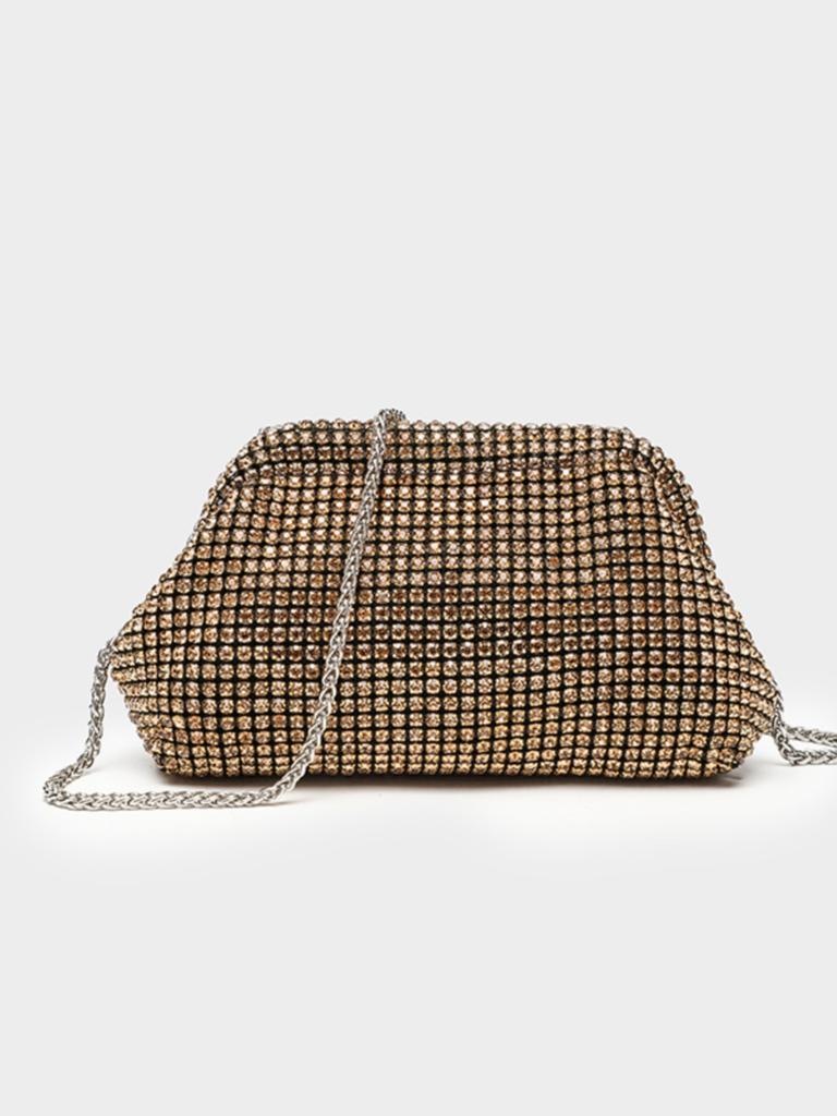 Clear Water Diamond Bag, Women'S Dinner Bag, Full Of Diamonds, Hand Clamp, Underarm Bag, Diamond-Encrusted Single Shoulder Flash Diamond Oblique Span