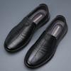 Soft Genuine Leather Shoes Mens Loafers Flat Brand Casual Father Shoes Comfortable Men Party Shoes Pure Black