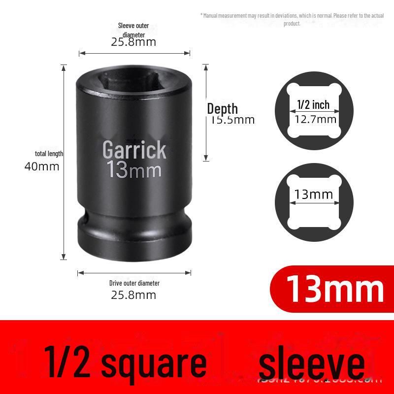 Viereckige Stecknusshülse mit Vierkantkopf, zwei äußere Vierkantlöcher, 22/24 Dafei, 12,5 mm, kleiner Luftkanonenschlüssel.