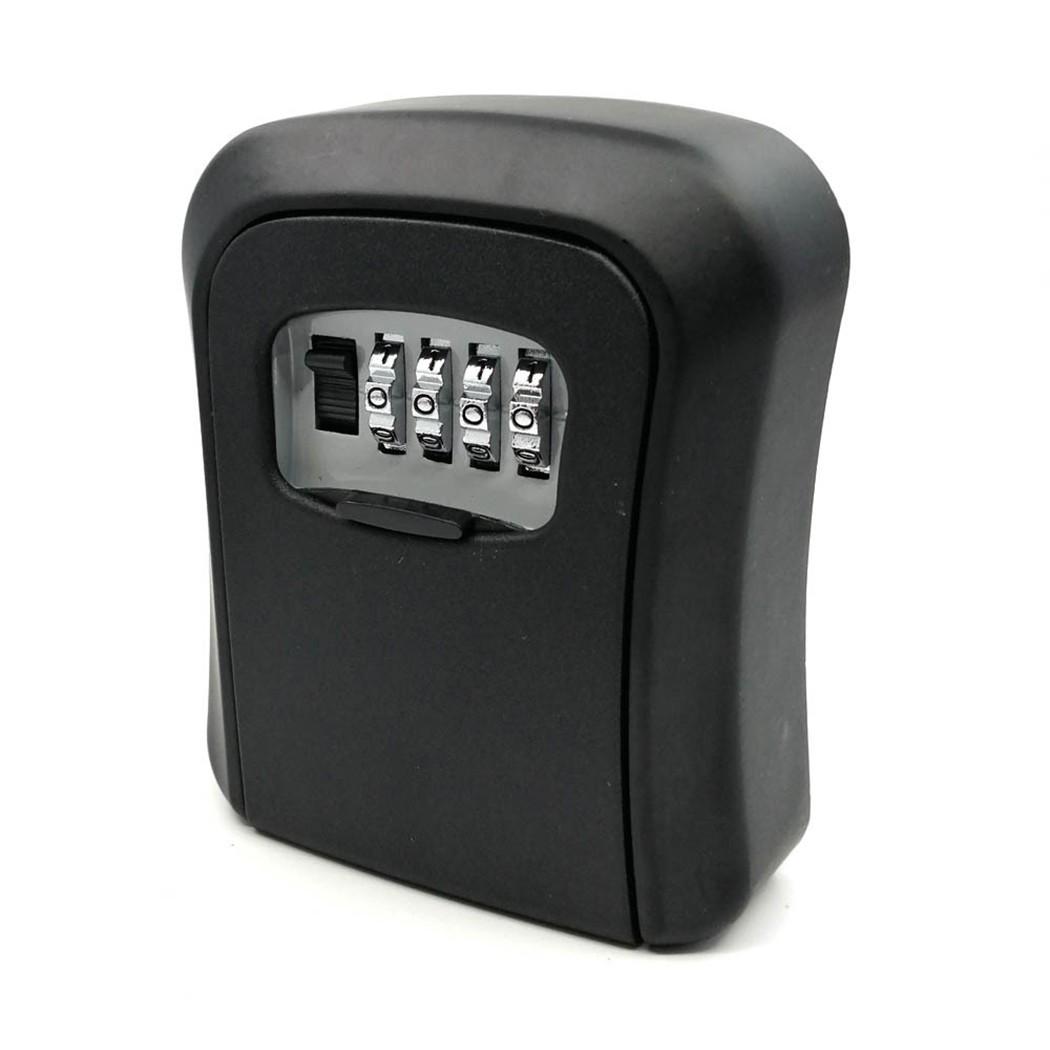 

4 Digit Combination Lock Key Safe for Outdoor Wall Mount Aluminum Alloy Security Storage Box for Keys and Wallets чёрный