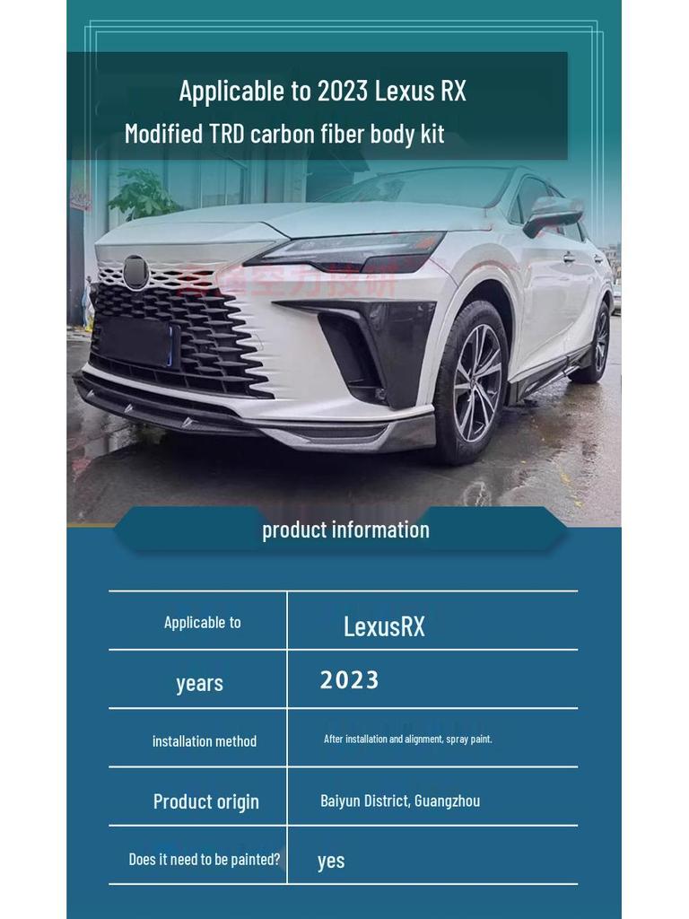 TRD Carbon Fiber Kit: Front Lip, Rear Lip, Side Skirts, Roof Spoiler for 2023 Lexus RX350h, 500h, 450h