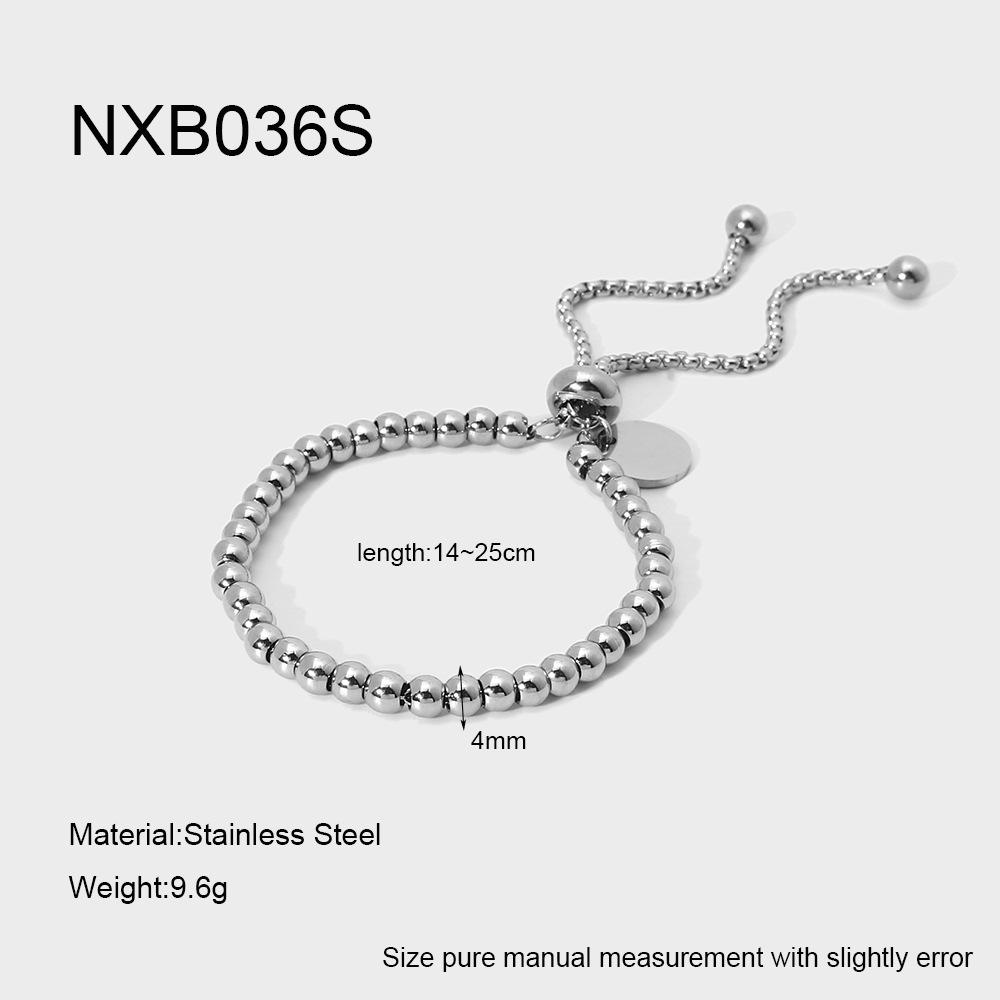 Popular Personalized 18K Gold Plated Round Tag Adjustable Round Bead Bracelet Stainless Steel Waterproof Niche Jewelry