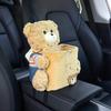 2 in 1 Cute Bear Car Tissue Box & Waste Bin Multifunctional Armrest Storage for Small Auto Accessories